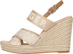 Tommy Hilfiger Highheel sandaaltjes TOMMY WEBBING HIGH WEDGE SANDAL met vestelbare gesp