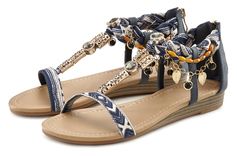 Lascana Sandalen met kleine sleehak en met modieuze garnering, veganistisch