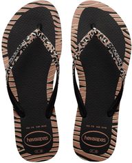 Dames teenslippers slim animals zwart