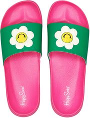 Slippers smiley daisy roze / groen