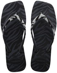 Dames teenslippers square velvet zwart