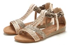 Sandalen Sandalette, zomerschoen met versiering en kleine sleehak VEGAN