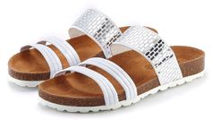 Slippers Mule, sandaal, open schoen met kurkvoetbed en elastische bandjes