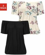 Lascana Shirt met carmenhals op verschillende manieren te dragen (Set van 2)