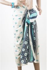 Off-white sarong met turquoise - blauwe ankers