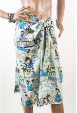 Sarong met blauwe stripprint