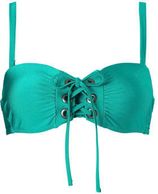 Beachlife strapless bandeau bikinitop met veter detail groen