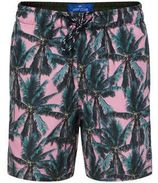 WE Fashion zwemshort met all over print roze/groen