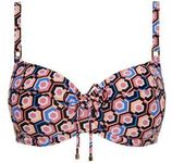 Cyell beugel bikinitop met all over print zwart/oranje/roze