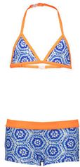 Just Beach triangel bikini met all over print blauw/oranje