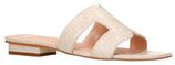 Manfield leren slippers crocoprint beige
