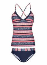Protest tankini Mornia met all over print donkerblauw/roze