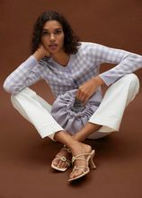 Leren sandalen met hakken en bloemen