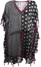 Korte voile kaftan met polka dot print
