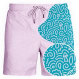 kleurveranderende zwemshort doodle blauw-roze
