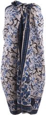 Sarong pareo in wit met bloemenprint in zwart en blauw