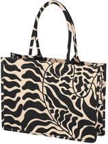 Strandtas in zwart en lichtbeige