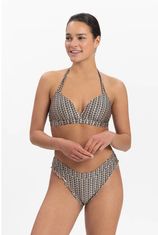 Voorgevormde halter bikinitop beige/zwart