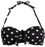 Voorgevormde strapless bandeau bikinitop met textuur zwart/wit