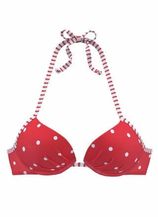 Voorgevormde push-up bikinitop rood/wit