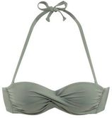 Voorgevormde strapless bandeau bikinitop kakigroen