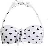 Voorgevormde strapless bandeau bikinitop met textuur wit/zwart