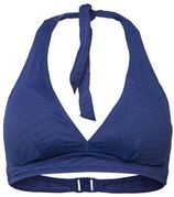 Women Beach voorgevormde halter bikinitop met textuur blauw