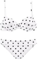 Voorgevormde beugel bikinitop met textuur wit/zwart