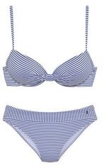 Voorgevormde beugel bikinitop blauw/wit