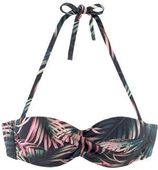 Voorgevormde strapless bandeau bikinitop zwart/roze