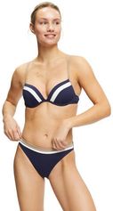 Women Beach voorgevormde push-up bikinitop donkerblauw/wit/beige