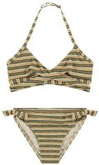 Triangel bikini bruin/groen/wit