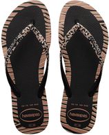 Dames teenslippers slim animals zwart