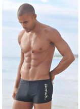 Zwemboxer met cool logo in camouflage-look