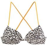Push-upbikinitop Kitty met contrastkleurige bandjes