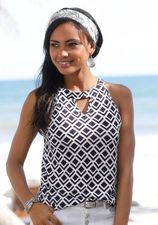 Strandtop in lichte a-vorm, dames top met allover print en cut-out