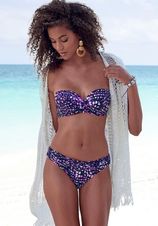 Beugelbikini in bandeaumodel bedrukt en in wikkeloptiek