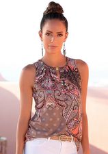 Tanktop met paisley-print en decoratieve accessoires, elegant blusentop