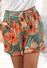 Short van viscose jersey stof met all-overprint en zakken, korte broek, zomers