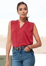 Tanktop met zilverkleurige studs-details, losse blusentop