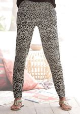 Strandbroek met bloemenprint en zakken, lichtgewicht jersey broek