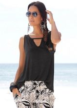 Strandtop met lichte rimpeling bij de hals, tanktop, cut-out