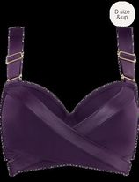 Cache coeur plunge balconette bikini top | wired padded deep purple