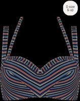 Holi vintage niet-voorgevormde balconette bikini top | wired unpadded dark blue rainbow