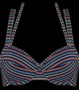 Holi vintage push up bikini top | wired padded dark blue rainbow