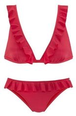Voorgevormde triangel bikini met ruches rood