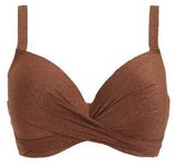 Voorgevormde beugel bikinitop met lurex bruin