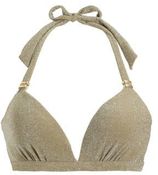 Voorgevormde halter bikinitop met lurex goud