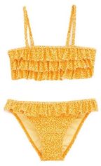 Bandeau bikini met ruches geel/wit