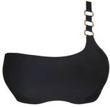 Niet-voorgevormde one shoulder bikinitop Damietta zwart